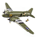 Sluban B1366 Model Kit 1:44 C47 Skytrain Airtrain Cargo Transport Aircraft WWII Air Force Building Blocks DIY Set Toy