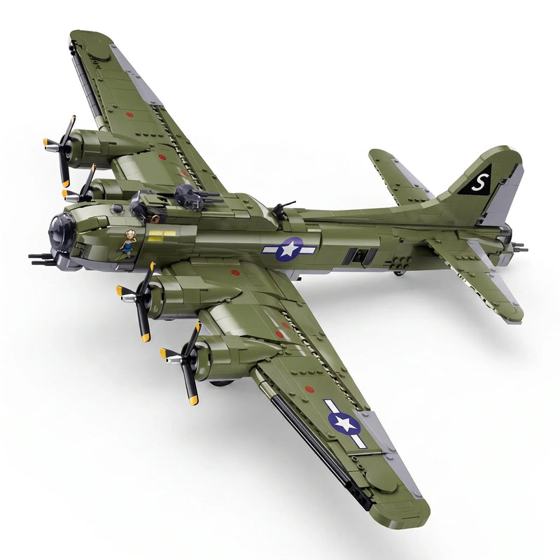 Sluban B1367 Model Kit 1:44 B17 Flying Fortress Heavy Bomber WWII USAAF Army Air Force Military Building Blocks DIY Set Toy