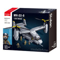 Sluban B1537 Model Kit 1:44 MV-22 Osprey Tiltrotor Helicopter Plane Military Air Force Building Blocks DIY Set Toy