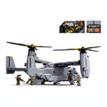 Sluban B1537 Model Kit 1:44 MV-22 Osprey Tiltrotor Helicopter Plane Military Air Force Building Blocks DIY Set Toy