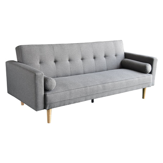 Sarantino Madison Sofa Bed Light Grey Linen Couch Lounge