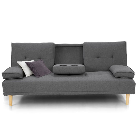 Sarantino Rochester Sofa Bed Linen Dark Grey Lounge Couch Futon