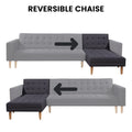 Sarantino Linen Fabric Corner Sofa Bed Couch Lounge With Chaise Furniture - Dark Grey