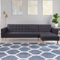 Sarantino Linen Fabric Corner Sofa Bed Couch Lounge With Chaise Furniture - Dark Grey
