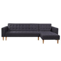 Sarantino Linen Corner Sofa Bed Chaise Dark Grey