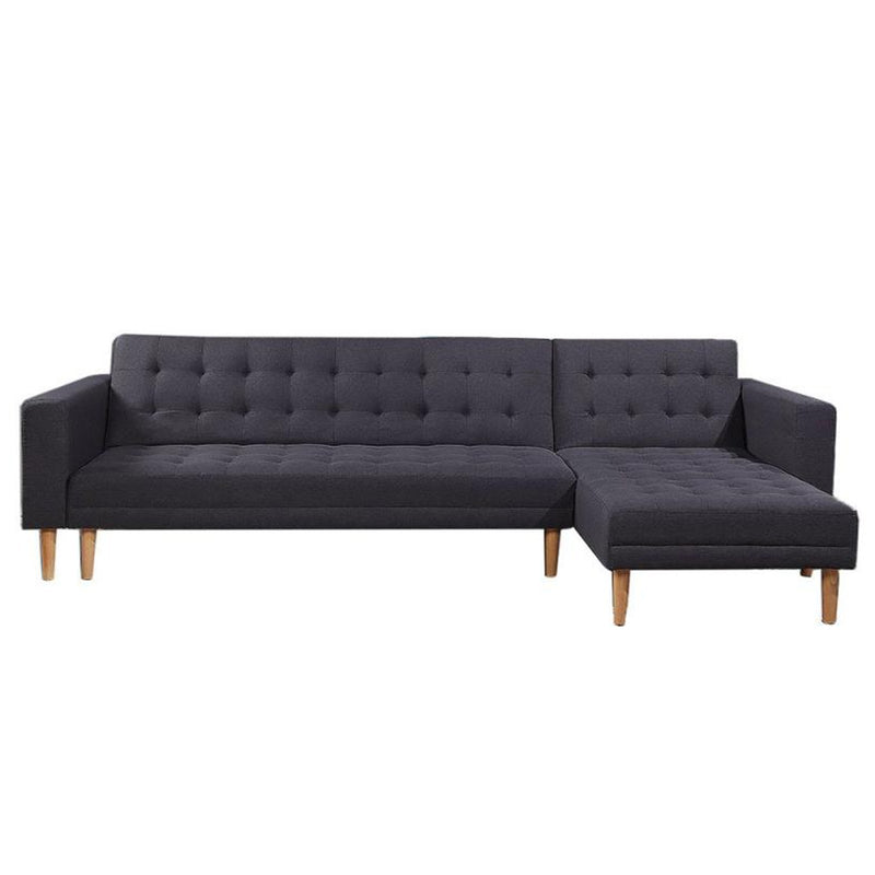 Sarantino Linen Corner Sofa Bed Chaise Dark Grey