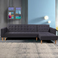 Sarantino Linen Corner Sofa Bed Chaise Dark Grey