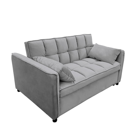 Sarantino Quincy 2-Seater Velvet Sofa Bed Dark Grey Wooden