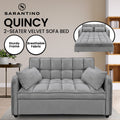 Sarantino Quincy 2-Seater Velvet Sofa Bed Dark Grey Wooden
