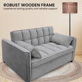 Sarantino Quincy 2-Seater Velvet Sofa Bed Dark Grey Wooden