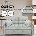 Sarantino Quincy 2-Seater Velvet Sofa Bed Grey Wooden Frame