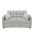 Sarantino Quincy 2-Seater Velvet Sofa Bed Grey Wooden Frame