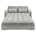 Sarantino Quincy 2-Seater Velvet Sofa Bed Grey Wooden Frame