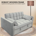 Sarantino Quincy 2-Seater Velvet Sofa Bed Grey Wooden Frame