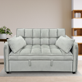 Sarantino Quincy 2-Seater Velvet Sofa Bed Grey Wooden Frame