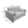 Sarantino Quincy 2-Seater Velvet Sofa Bed Grey Wooden Frame