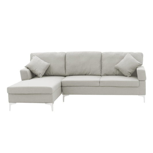 Sarantino L-Shape Corner Sofa Light Grey Right Chaise Lounge
