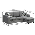 Sarantino Fontana Sofa Bed Storage Chaise Lounge Grey