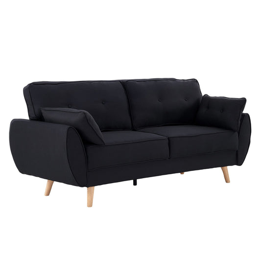 Sarantino 3 Seater Modular Linen Sofa Bed Futon Black