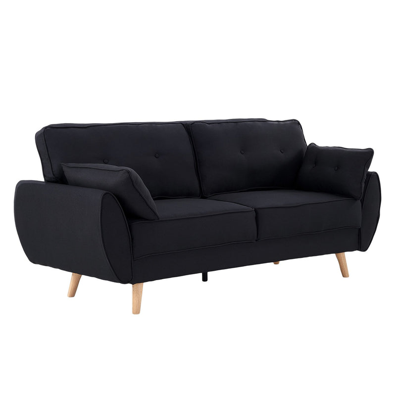 Sarantino 3 Seater Modular Linen Sofa Bed Futon Black