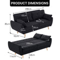 Sarantino 3 Seater Modular Linen Sofa Bed Futon Black