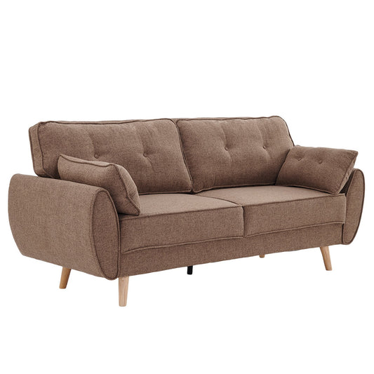 Sarantino 3 Seater Modular Sofa Bed Linen Brown Futon Couch