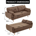 Sarantino 3 Seater Modular Sofa Bed Linen Brown Futon Couch