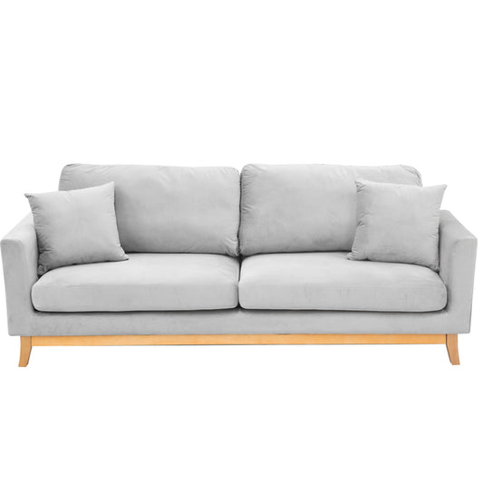 Sarantino 3 Seater Faux Velvet Sofa Bed Light Grey