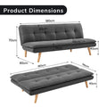 Sarantino 3 Seater Linen Sofa Bed Couch Lounge Futon Dark Grey