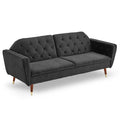 Sarantino Faux Velvet Sofa Bed Black Futon Couch Tufted