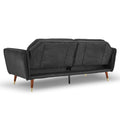 Sarantino Faux Velvet Sofa Bed Black Futon Couch Tufted
