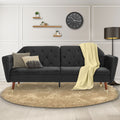 Sarantino Faux Velvet Sofa Bed Black Futon Couch Tufted