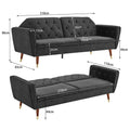 Sarantino Faux Velvet Sofa Bed Black Futon Couch Tufted