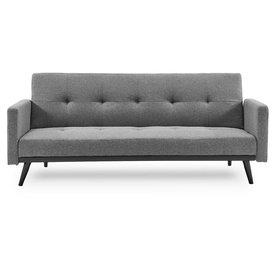 Sarantino 3-Seater Sofa Bed Faux Linen Light Grey Armrests