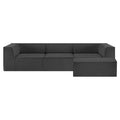 Sarantino Novi 3 Seater Modular Sofa Ottoman Black Lounge