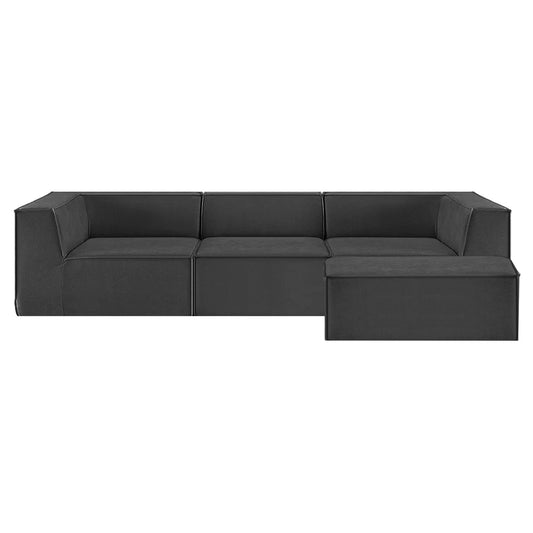 Sarantino Novi 3 Seater Modular Sofa Ottoman Black Lounge