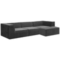 Sarantino Novi 3 Seater Modular Sofa Ottoman Black Lounge