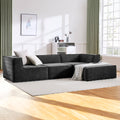 Sarantino Novi 3 Seater Modular Sofa Ottoman Black Lounge