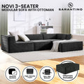 Sarantino Novi 3 Seater Modular Sofa Ottoman Black Lounge