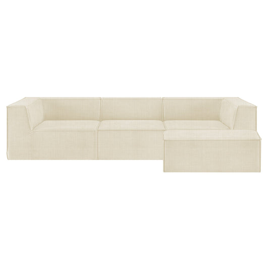 Sarantino Novi 3-Seater Modular Sofa Ottoman Cream Non-Slip