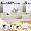 Sarantino Novi 3-Seater Modular Sofa with Ottoman in Cream Non-Slip Bottom Lounge