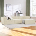 Sarantino Novi 3-Seater Modular Sofa with Ottoman in Cream Non-Slip Bottom Lounge