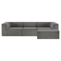 Sarantino Novi 3-Seater Modular Sofa with Ottoman in Grey Non-Slip Bottom Lounge