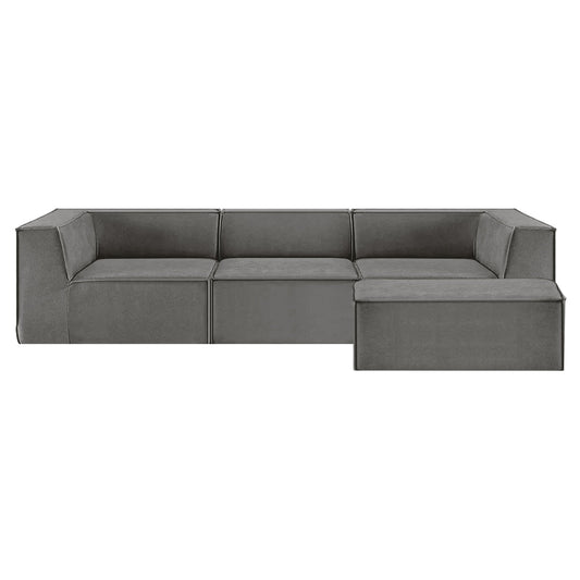 Sarantino Novi 3-Seater Modular Sofa Ottoman Grey Non-Slip