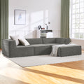 Sarantino Novi 3-Seater Modular Sofa with Ottoman in Grey Non-Slip Bottom Lounge