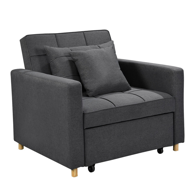 Sarantino Suri 3-in-1 Convertible Lounge Chair Bed Dark Grey