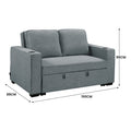 Sarantino Linen Sofa Bed Airforce Blue Cup Holders Cushions
