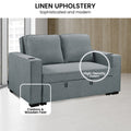 Sarantino Linen Sofa Bed Airforce Blue Cup Holders Cushions
