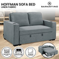 Sarantino Linen Sofa Bed Airforce Blue Cup Holders Cushions