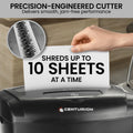 Centurion 21L Cross-Cut Shredder 10-Sheet Paper CD Card